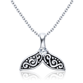 Whale Tail CZ Silver Necklace SPE-3599